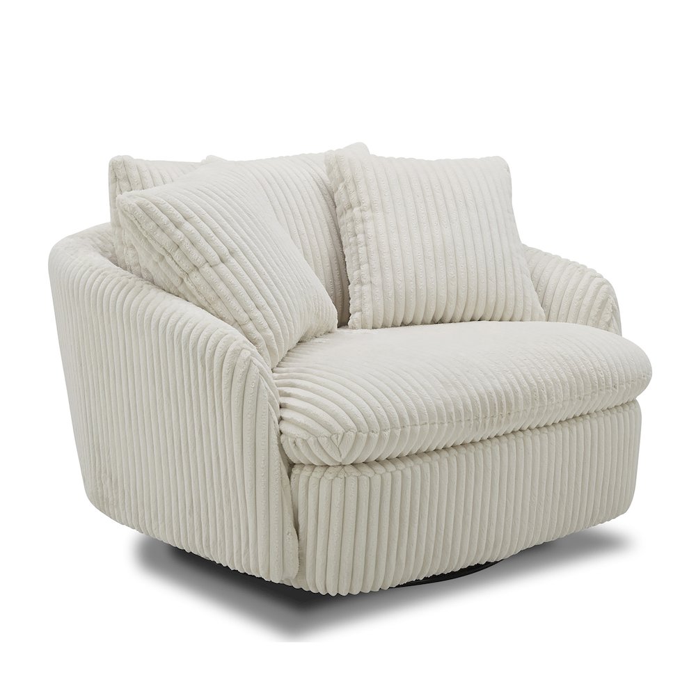 Parker Living Boomer - Mega Ivory Large Swivel Chair with 2 Toss Pillows. Picture 1