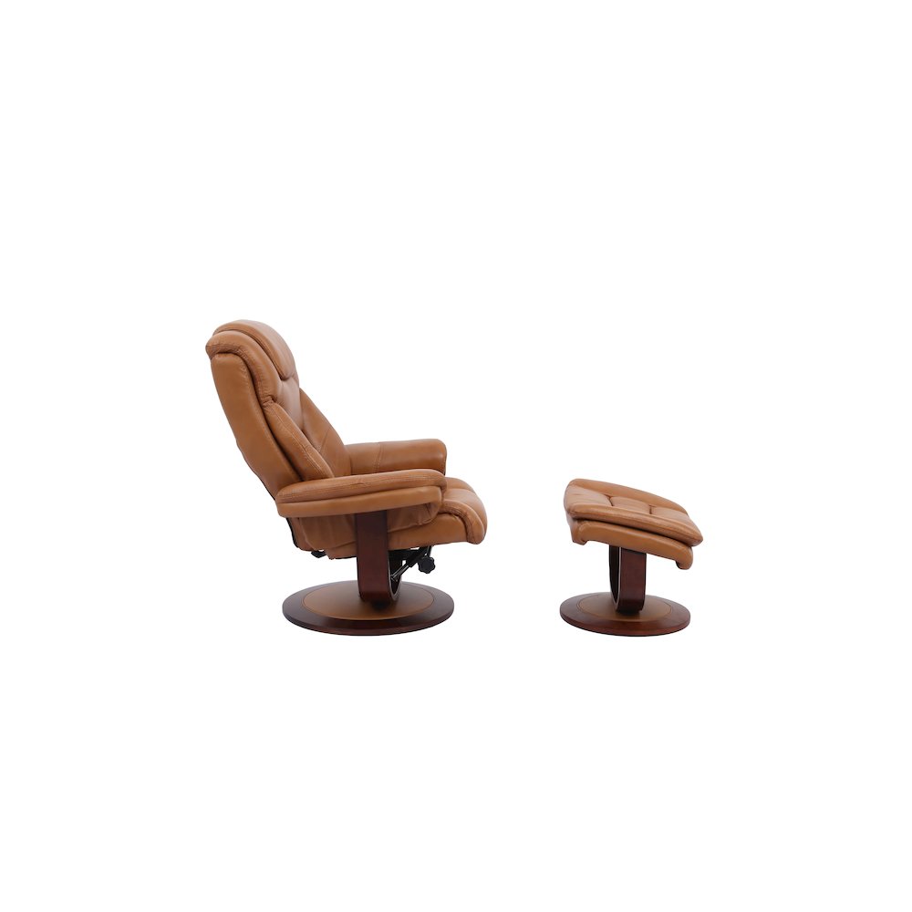 Monarch - Butterscotch Manual Reclining Swivel Chair and Ottoman. Picture 2