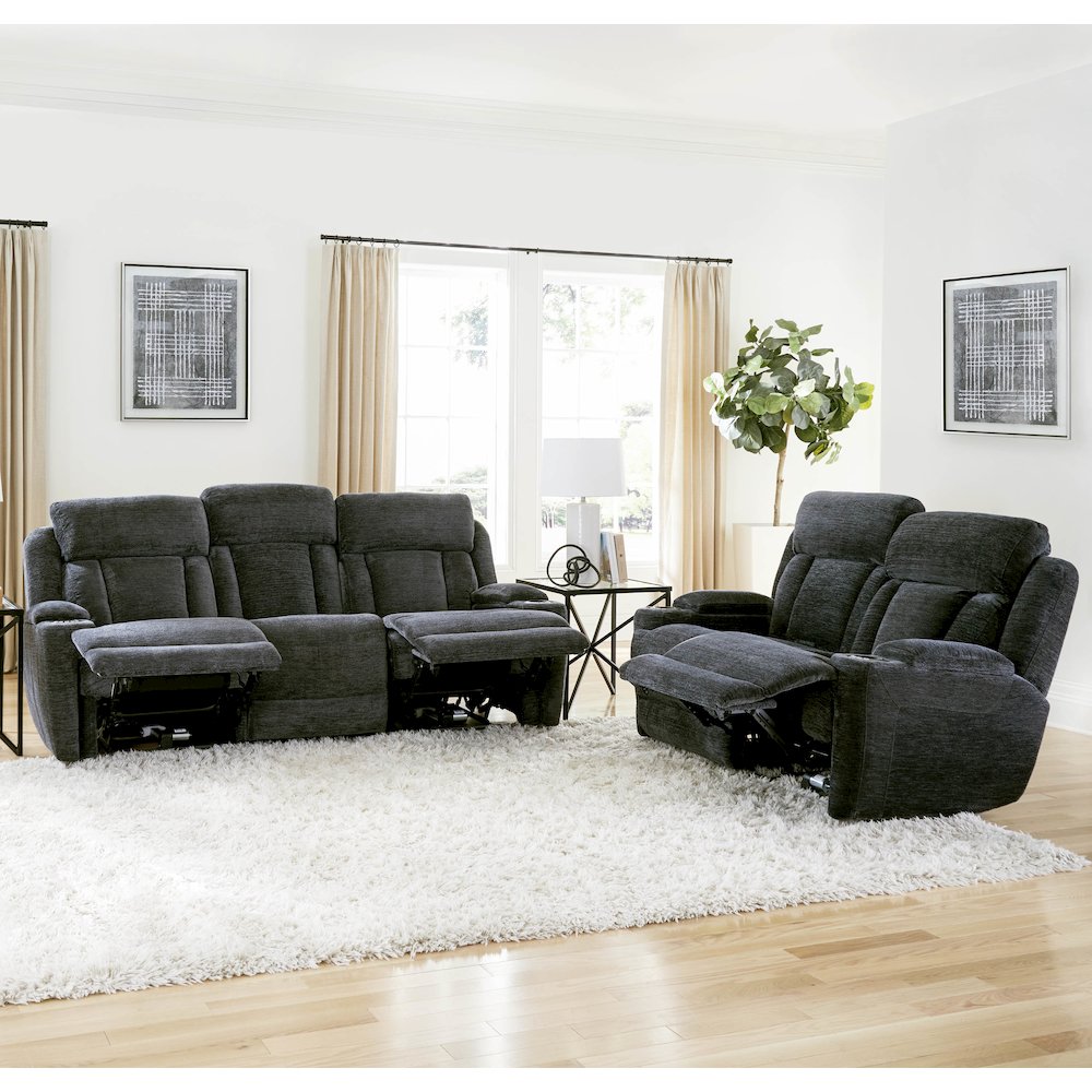 Dalton - Lucky Charcoal Power Reclining Loveseat. Picture 6