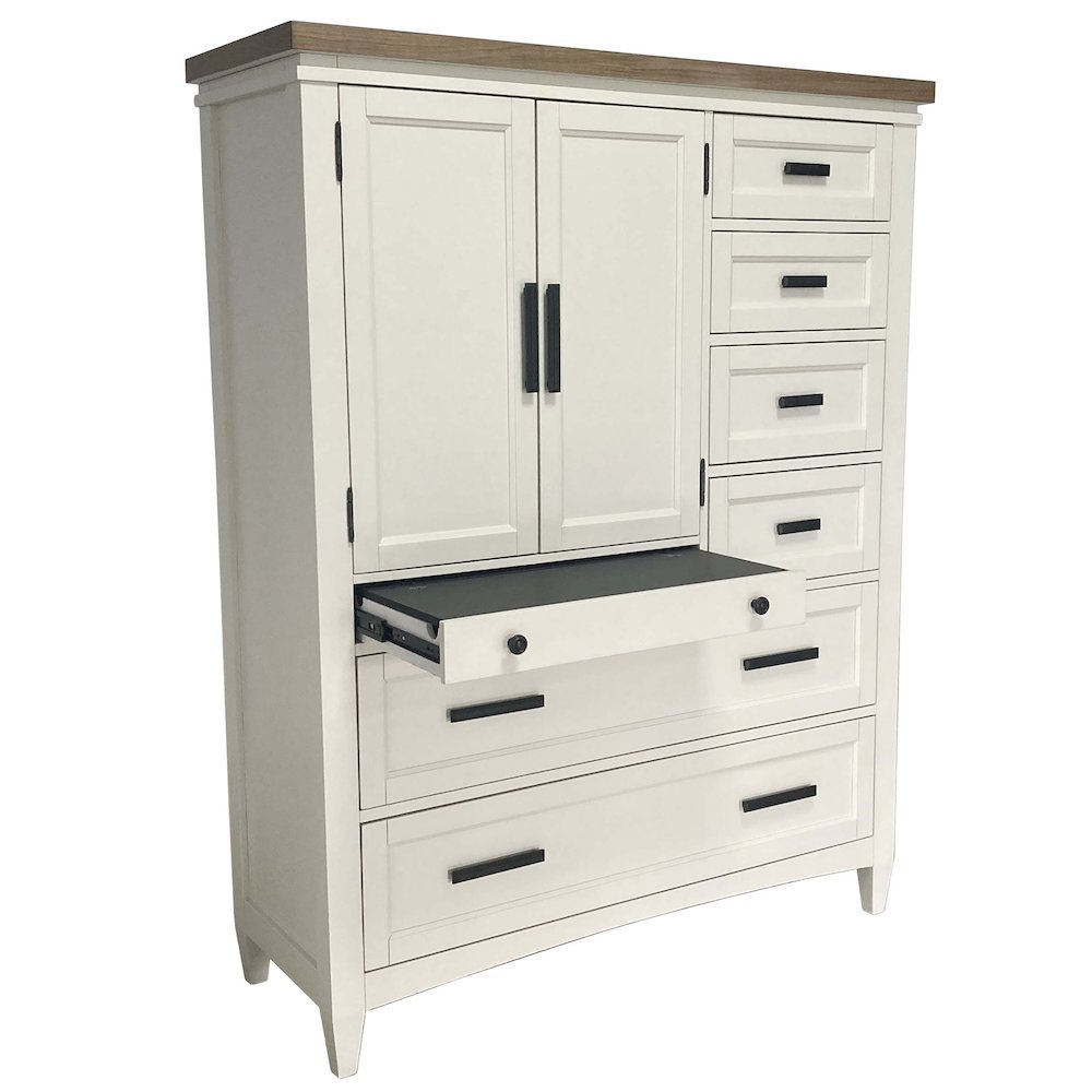 Modern Bedroom 7 Drawer Door Chest with Workstation. Picture 2