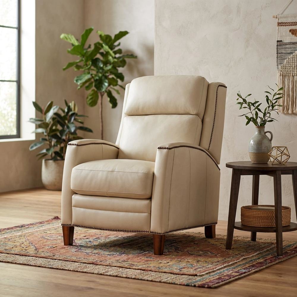 Pearl Glow Brown Manual Pushback Recliner with Comfortable Armrest. Picture 2