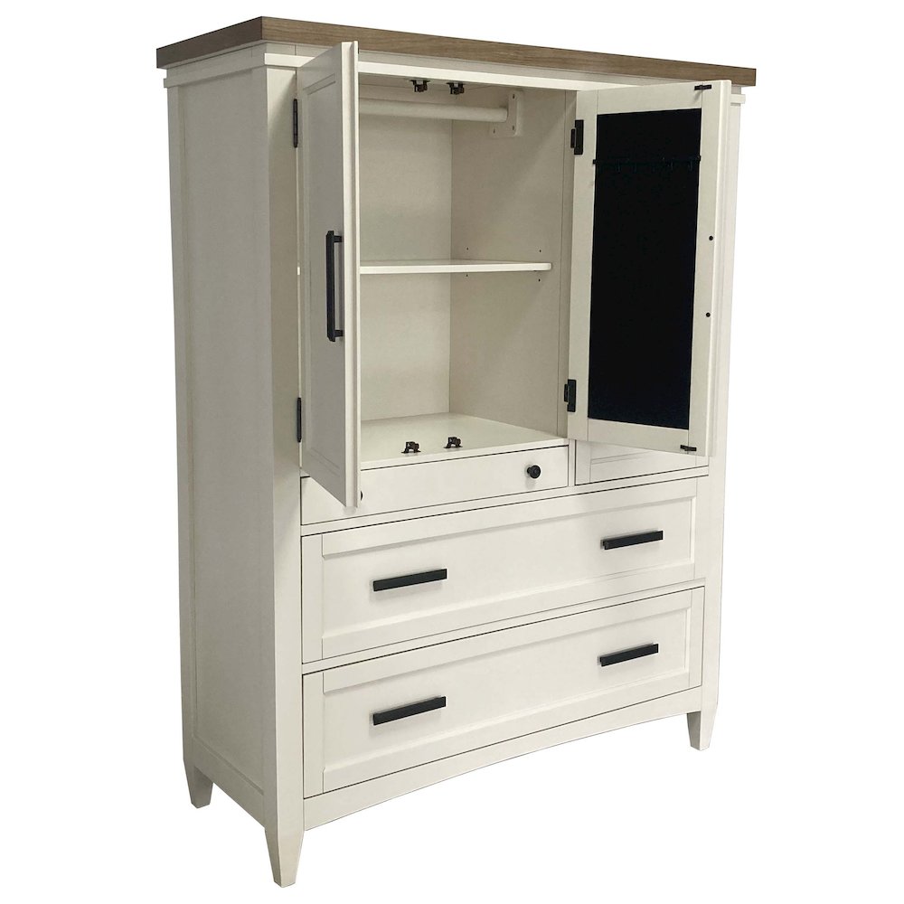 Modern Bedroom 7 Drawer Door Chest with Workstation. Picture 4