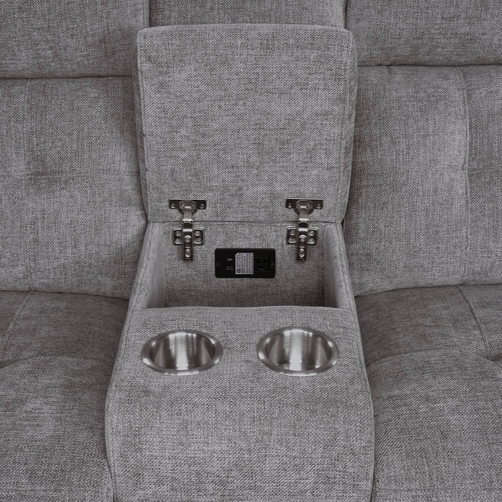 Richland - Bristol Grey Power Reclining Console Loveseat. Picture 9