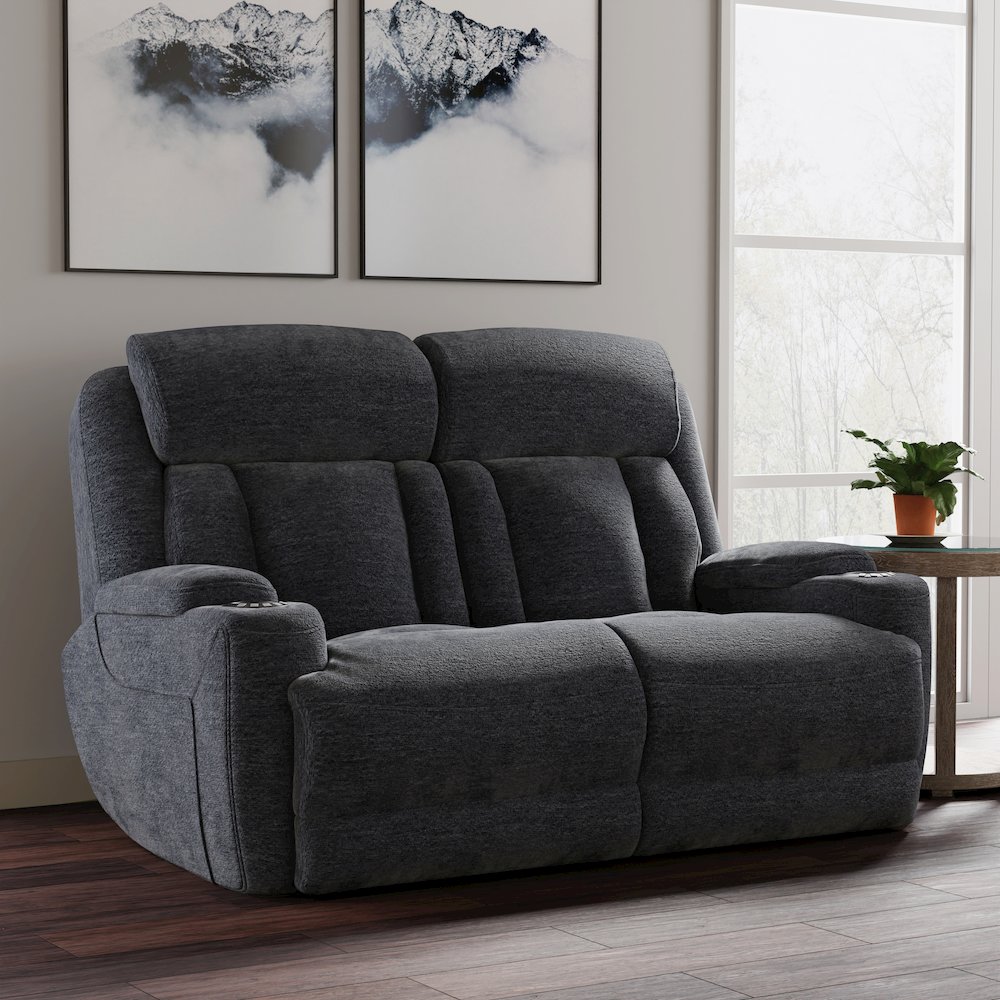 Dalton - Lucky Charcoal Power Reclining Loveseat. Picture 2