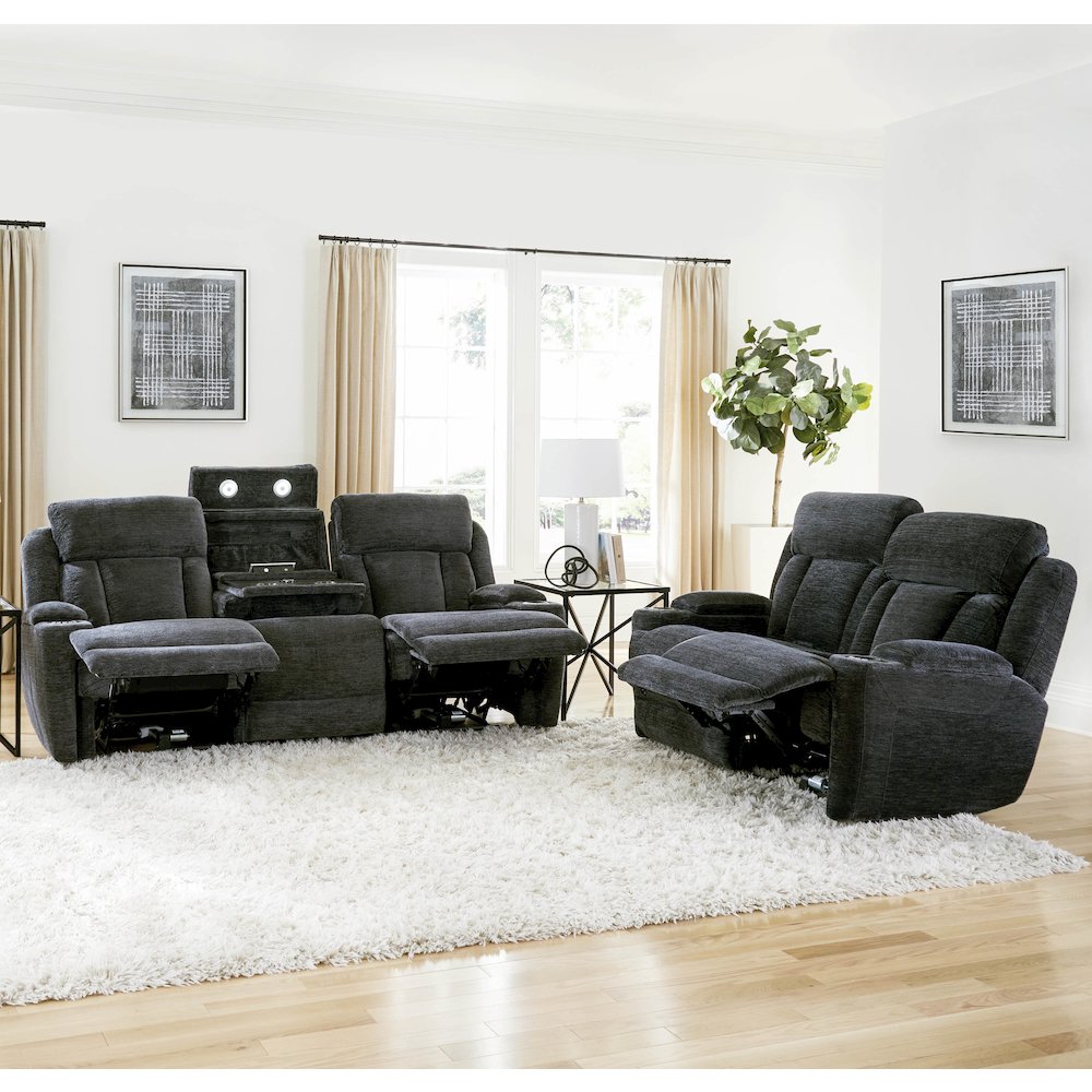 Dalton - Lucky Charcoal Power Reclining Loveseat. Picture 7