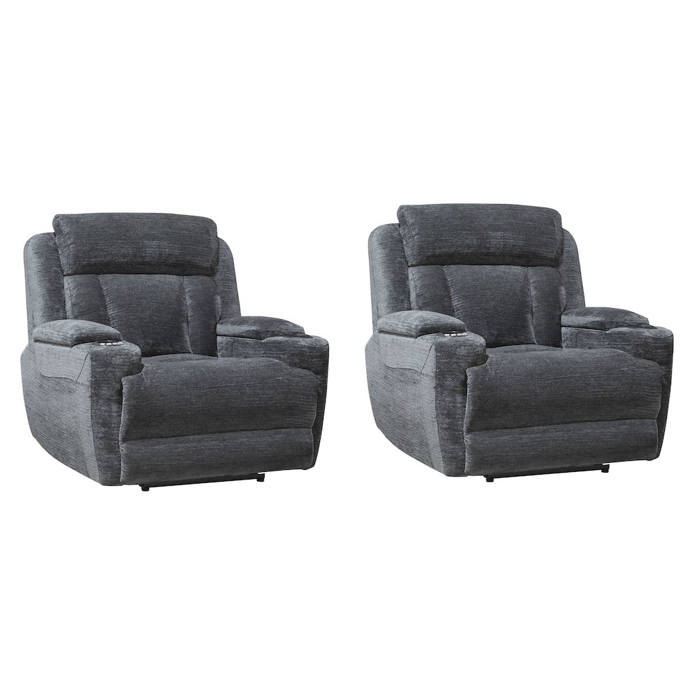 Dalton - Lucky Charcoal Power Recliner Two Pack. Picture 1