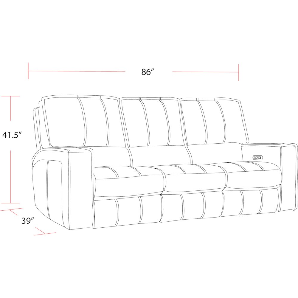 Rockford - Verona Saddle Triple Power Reclining Reclining Sofa. Picture 4