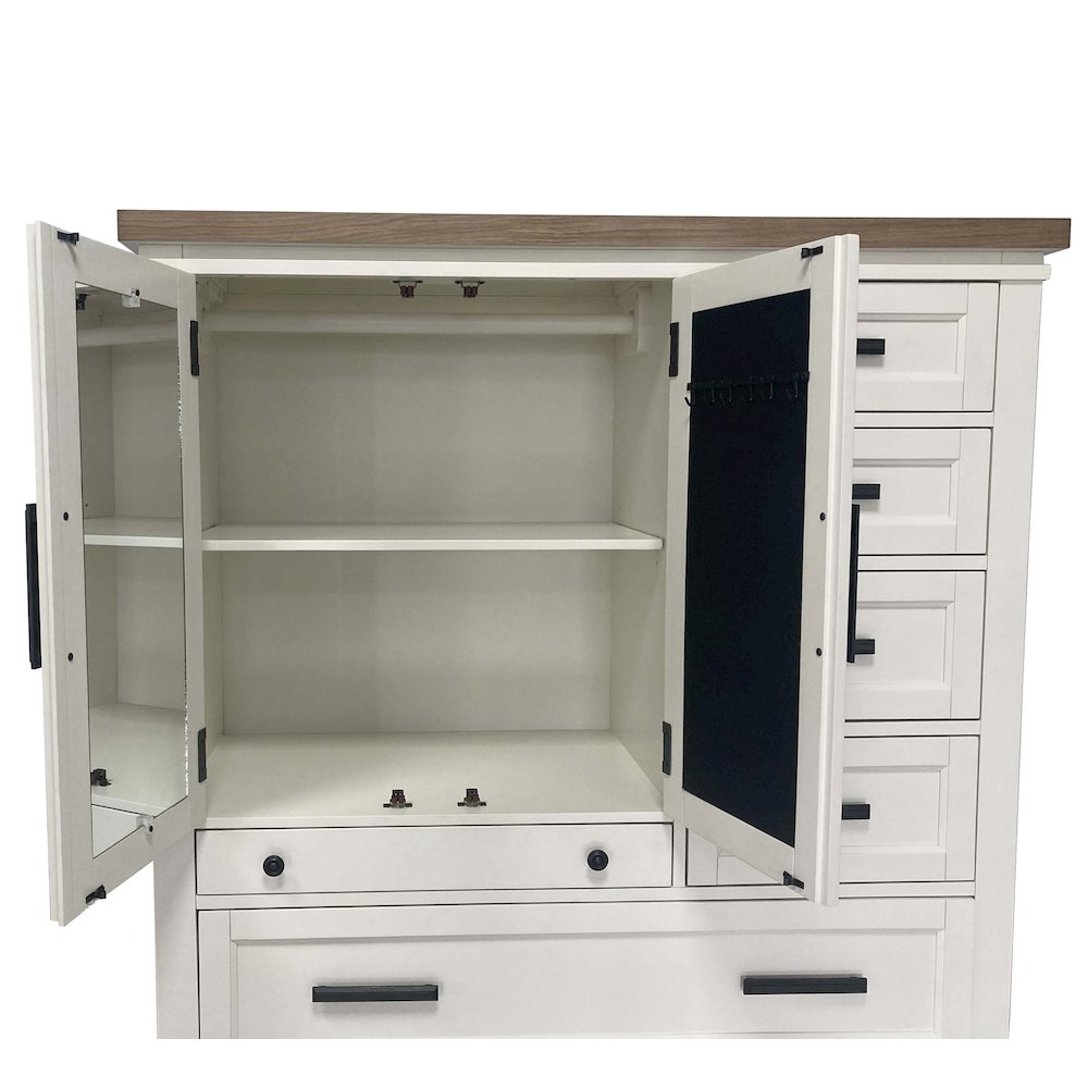 Modern Bedroom 7 Drawer Door Chest with Workstation. Picture 16