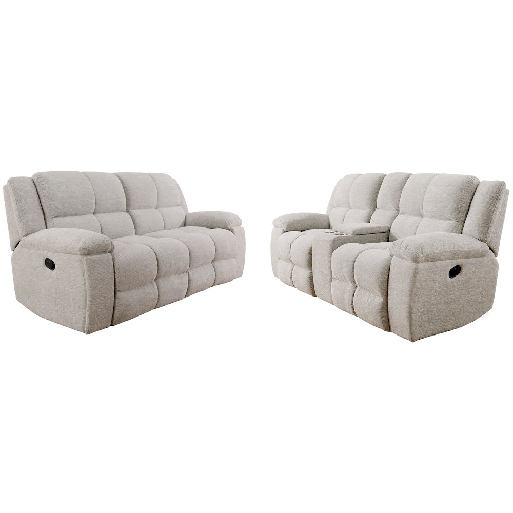 Buster - Opal Taupe Manual Reclining Sofa and Loveseat. Picture 1