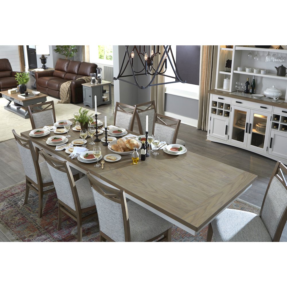 Modern Dining 88 In. Trestle Extendable Dining Table. Picture 11