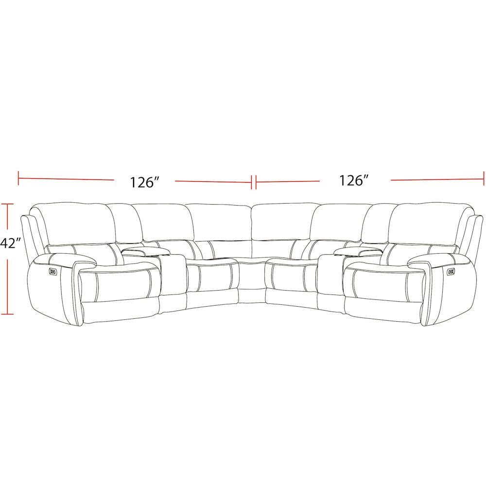 7 Piece Modular Power Reclining Sectional with Power Adjustable Headrests. Picture 4