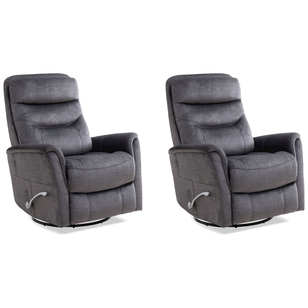 Gemini - Capri Charcoal Swivel Glider Recliner Two Pack. Picture 1
