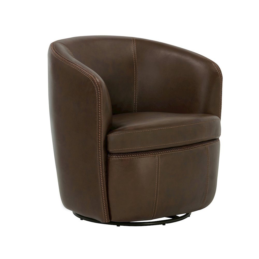 Barolo - Vintage Brown 100% Italian Leather Swivel Club Chair Two Pack. Picture 2