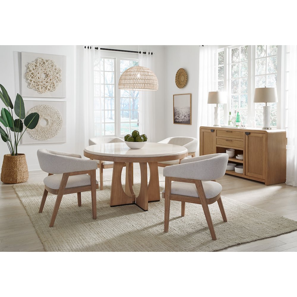 Dining 54" Round Table with buffet server & 4 barrel chairs. Picture 9