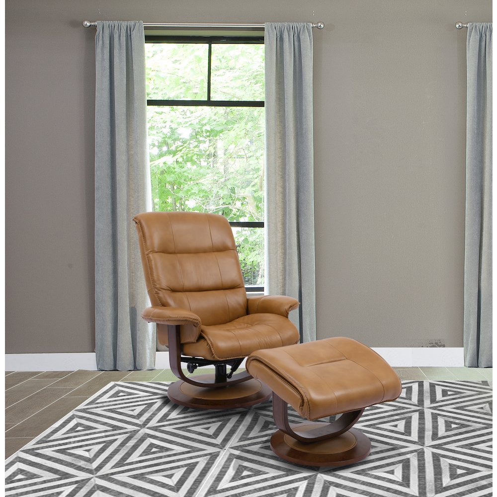 Knight - Butterscotch Manual Reclining Swivel Chair and Ottoman. Picture 5