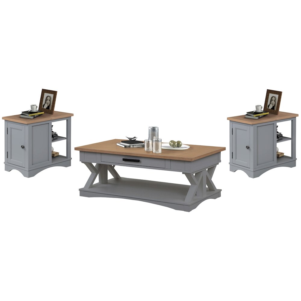 Modern - Dove Cocktail Table with 2 Chairside Tables. Picture 1