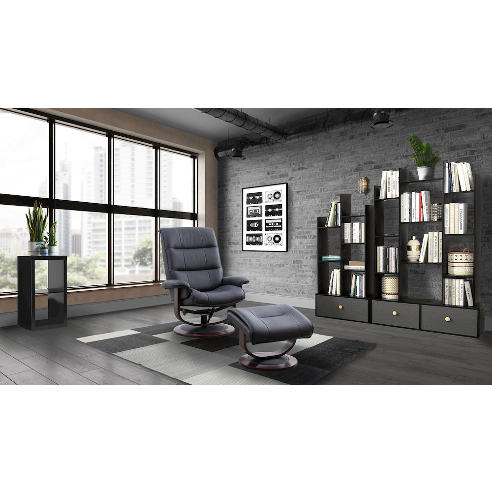 Knight - Black Manual Reclining Swivel Chair and Ottoman. Picture 4