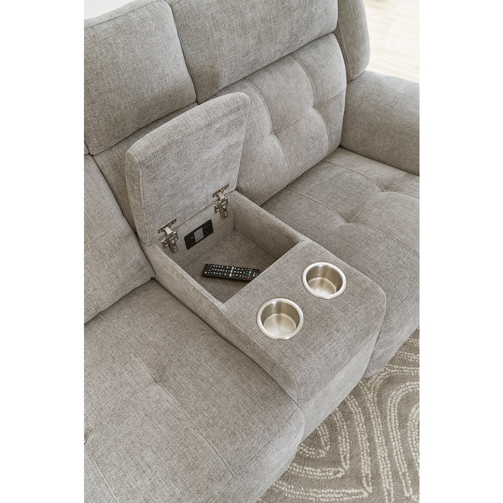 Richland - Bristol Grey Power Reclining Console Loveseat. Picture 8