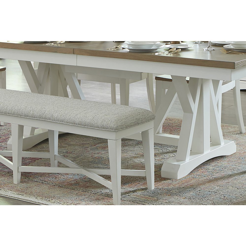 Modern Dining 88 In. Trestle Extendable Dining Table. Picture 19