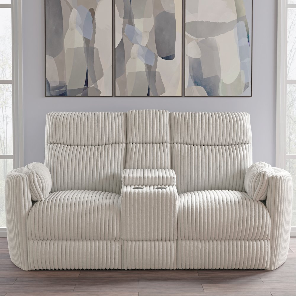 Radius - Mega Ivory Power Glider Reclining Console Loveseat. Picture 5
