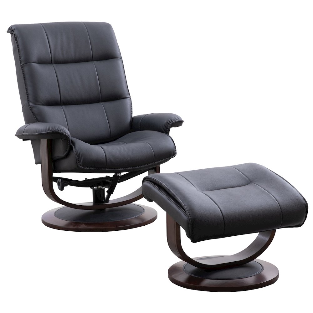 Knight - Black Manual Reclining Swivel Chair and Ottoman. Picture 1