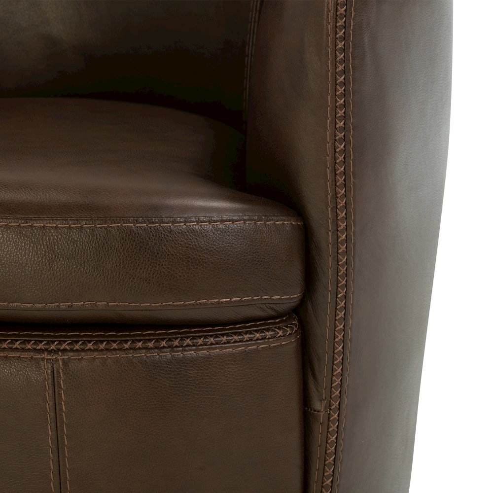 Barolo - Vintage Brown 100% Italian Leather Swivel Club Chair Two Pack. Picture 9