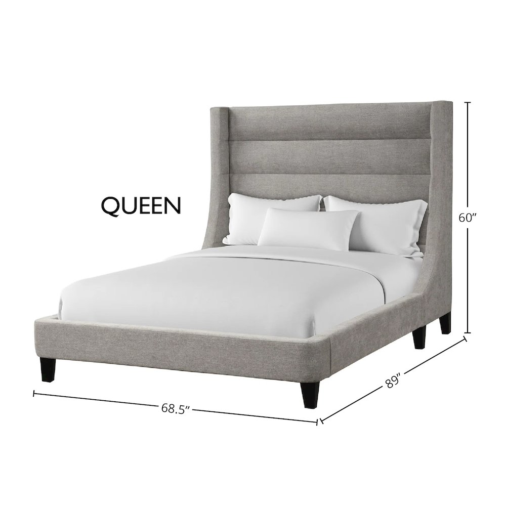 Jacob - Luxe Light Grey Queen Bed. Picture 4
