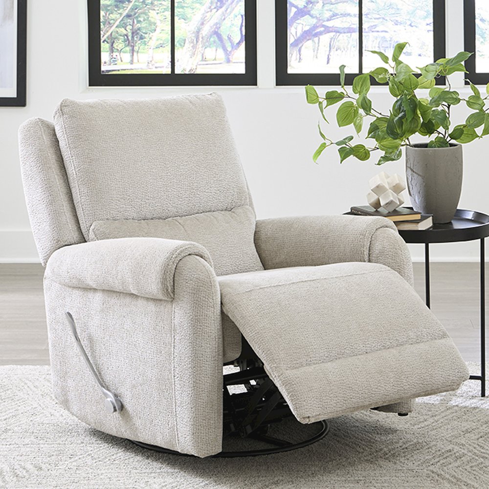 Gentry - Ecru Mist Manual Swivel Glider Recliner Two Pack. Picture 5