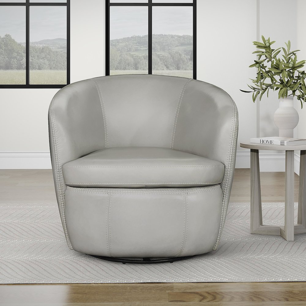 Barolo - Steamboat Ice 100% Italian Leather Swivel Club Chair Two Pack. Picture 6
