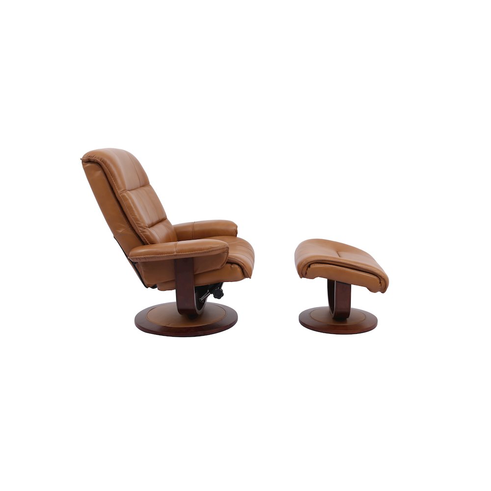 Knight - Butterscotch Manual Reclining Swivel Chair and Ottoman. Picture 2