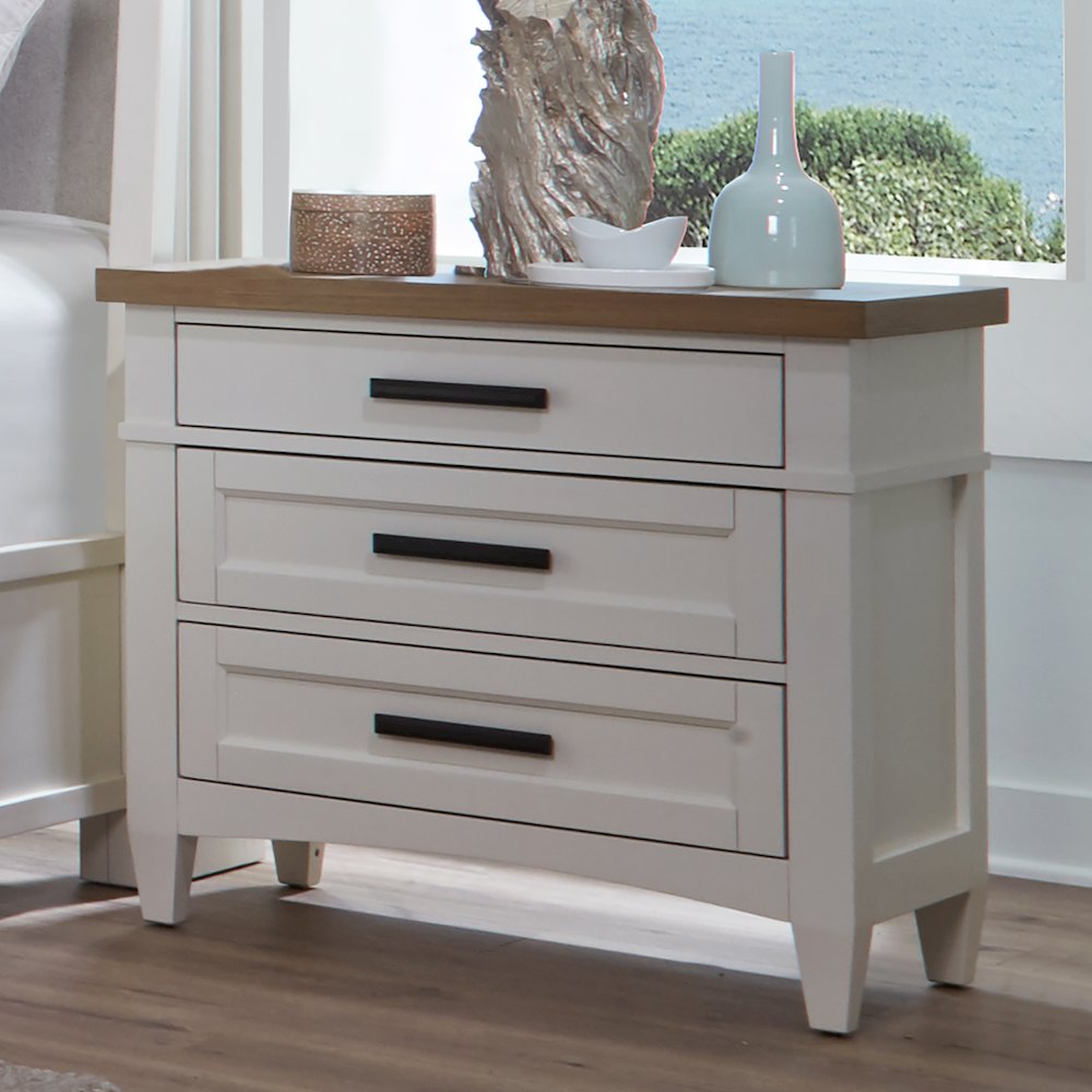 Modern Bedroom 3 Drawer Nightstand with Charging Station. Picture 7