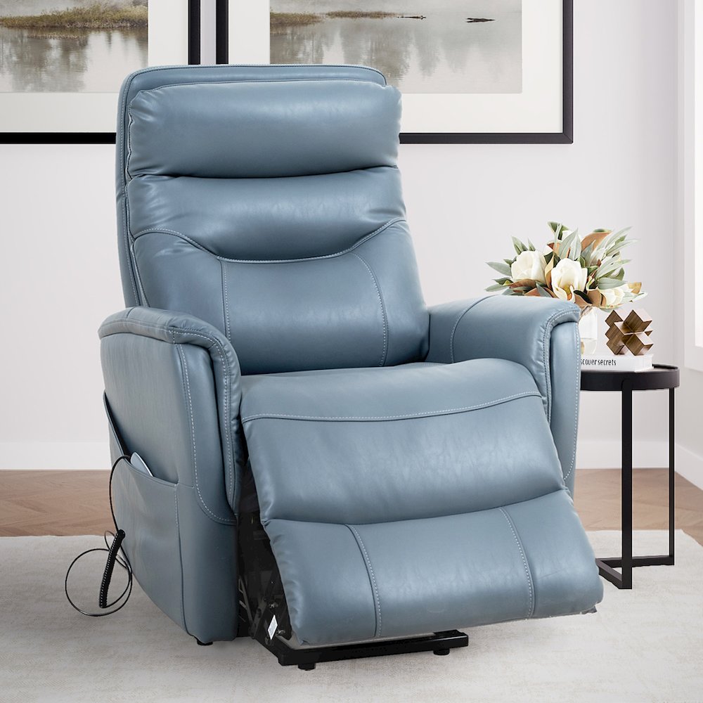 Gemini - Softy Azure Power Lift Recliner with Articulating Headrest Two Pack. Picture 11