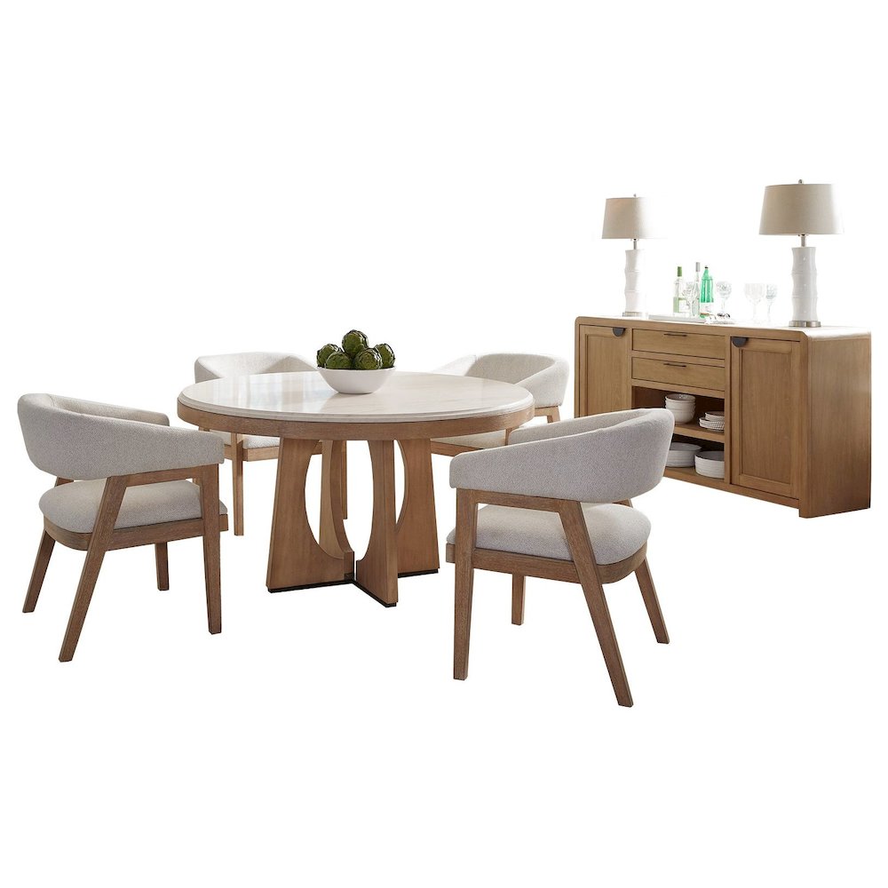 Dining 54" Round Table with buffet server & 4 barrel chairs. Picture 1