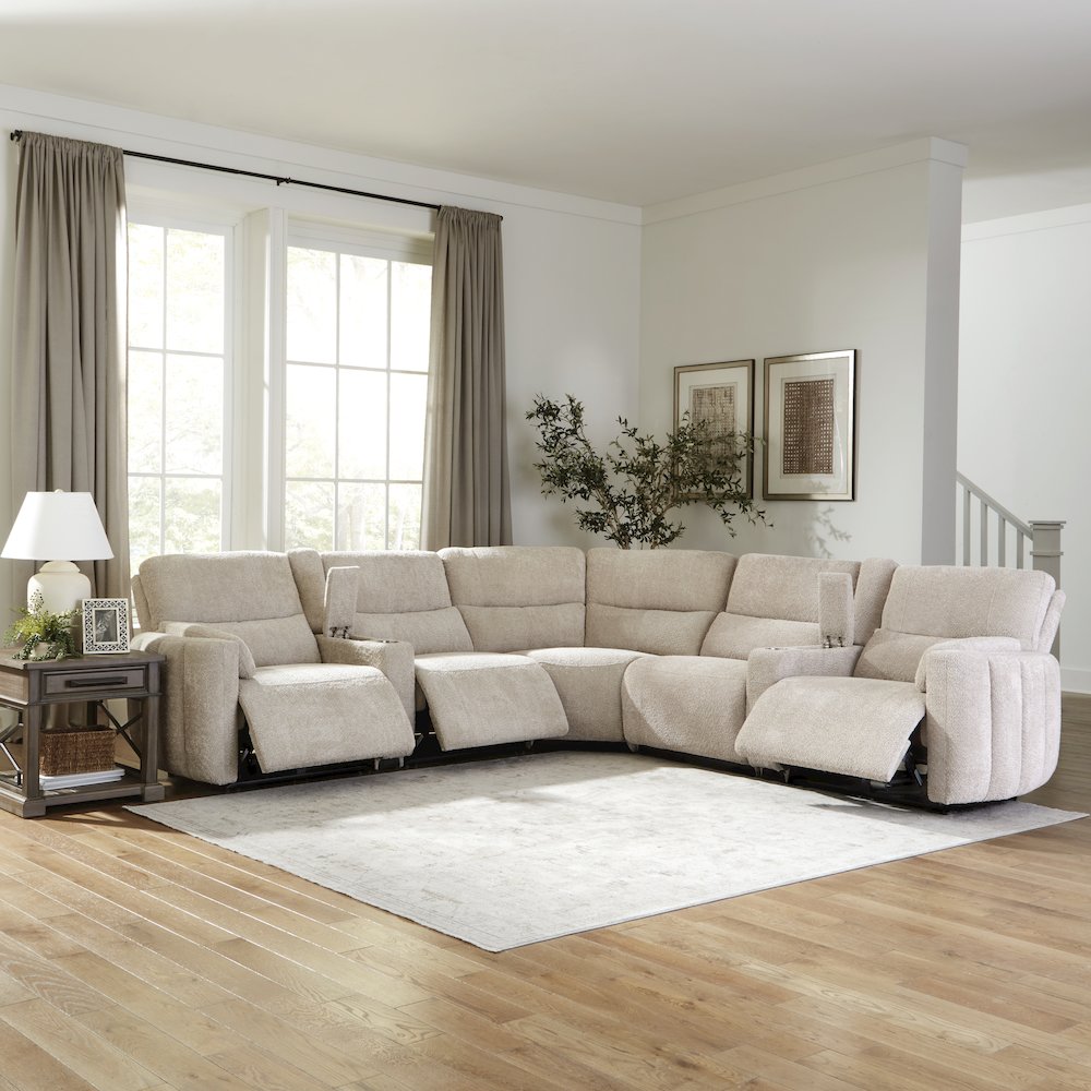 Modesto - Buttercream 7 Piece Modular Power Reclining Sectional. Picture 5
