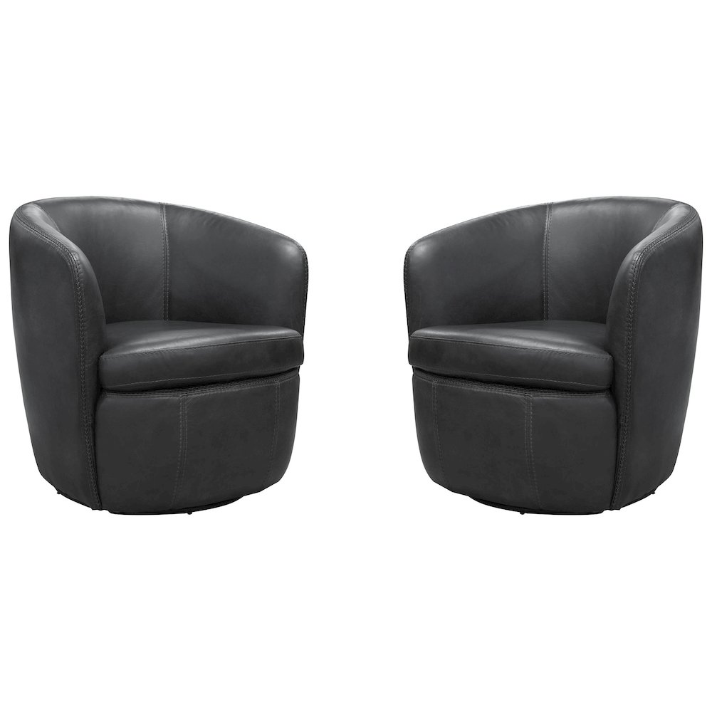 Barolo - Vintage Slate 100% Italian Leather Swivel Club Chair Two Pack. Picture 1