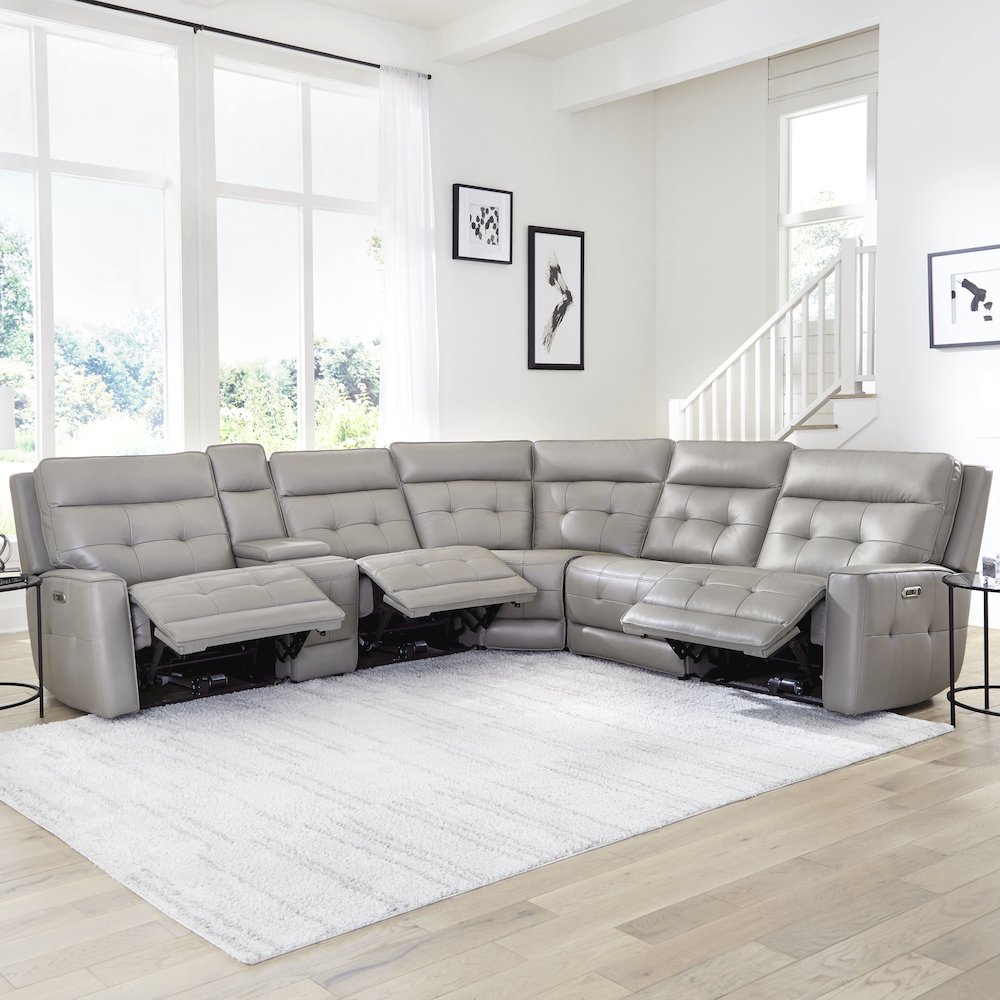 Canterbury - Pewter 6 Piece Zero Gravity Modular Power Reclining Sectional. Picture 5