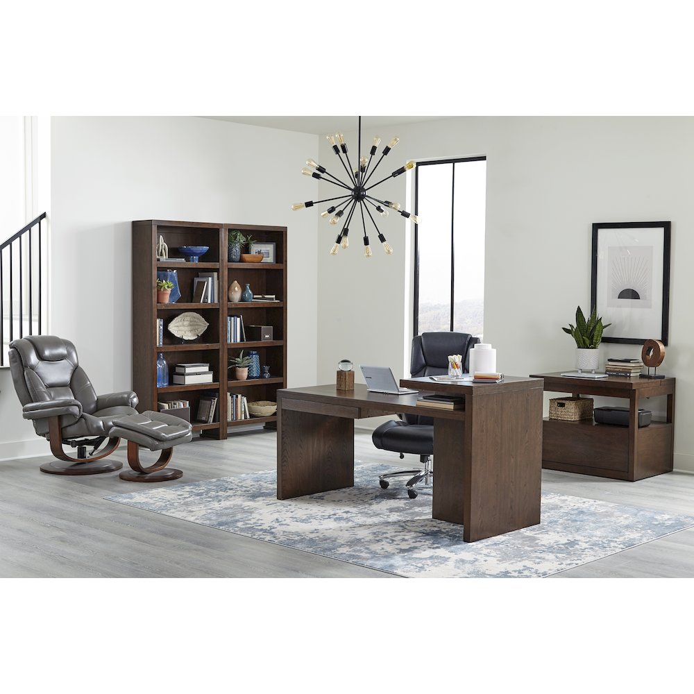 Monarch - Ice Manual Reclining Swivel Chair and Ottoman. Picture 6