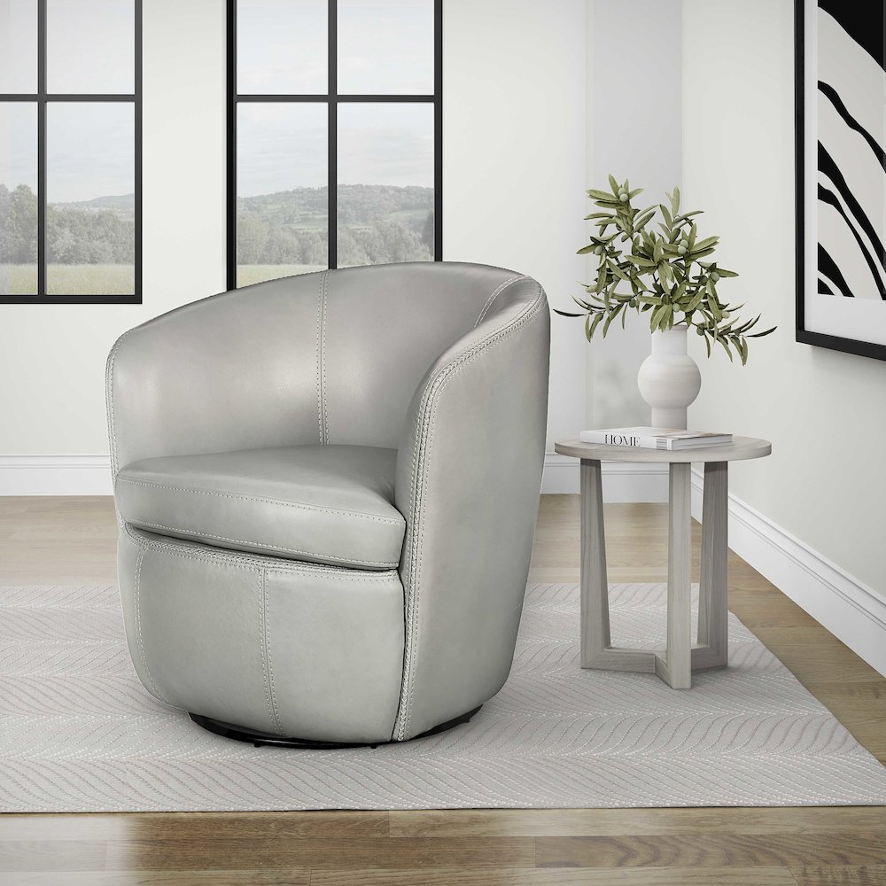 Barolo - Steamboat Ice 100% Italian Leather Swivel Club Chair Two Pack. Picture 5