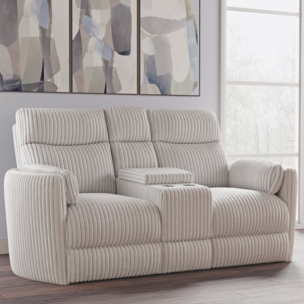 Radius - Mega Ivory Power Glider Reclining Console Loveseat. Picture 7