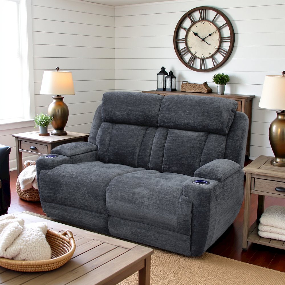 Gray Reclining Loveseat, Recliner Sofa Seating for RV and Living Room. Picture 3