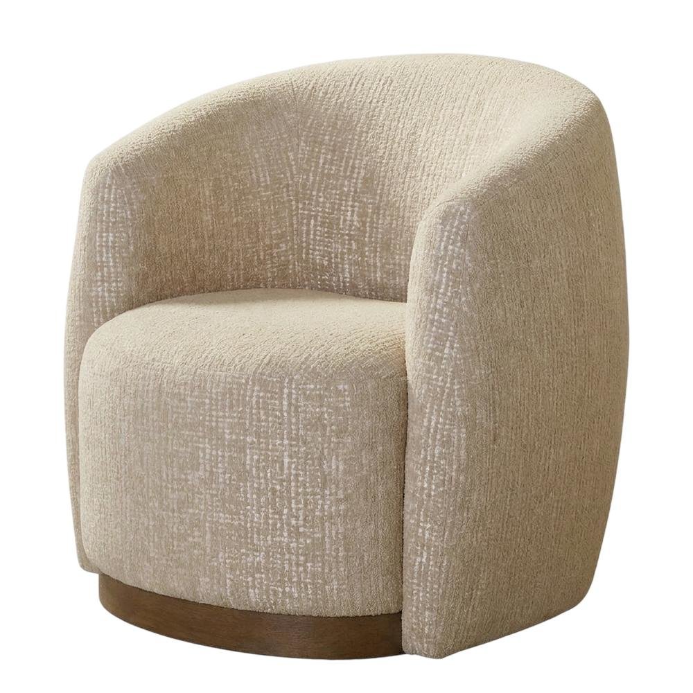Beige Swivel Accent Chair with Traditional Style and Comfortable Seat. Picture 1