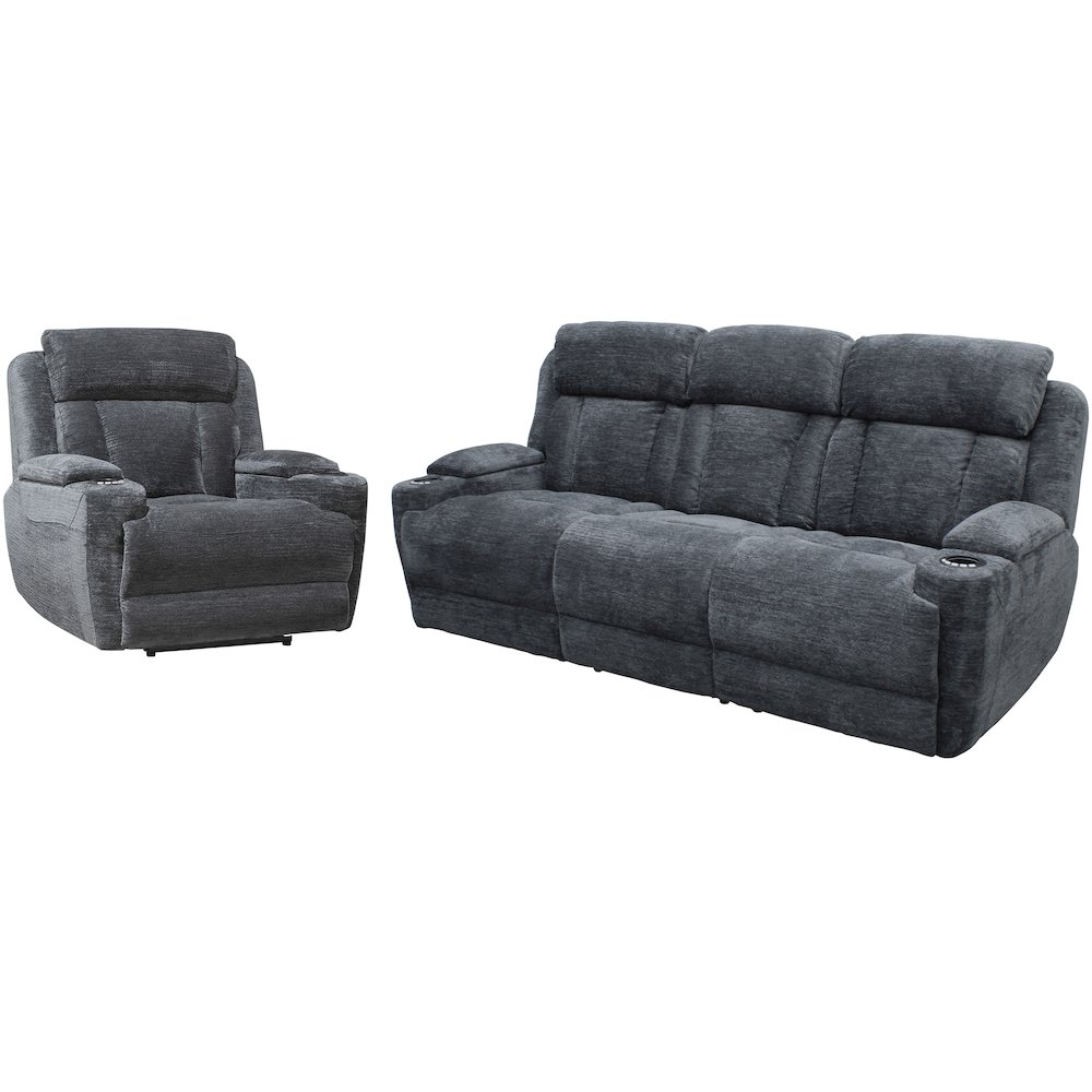 Dalton - Lucky Charcoal Power Reclining Sofa and Recliner. Picture 1