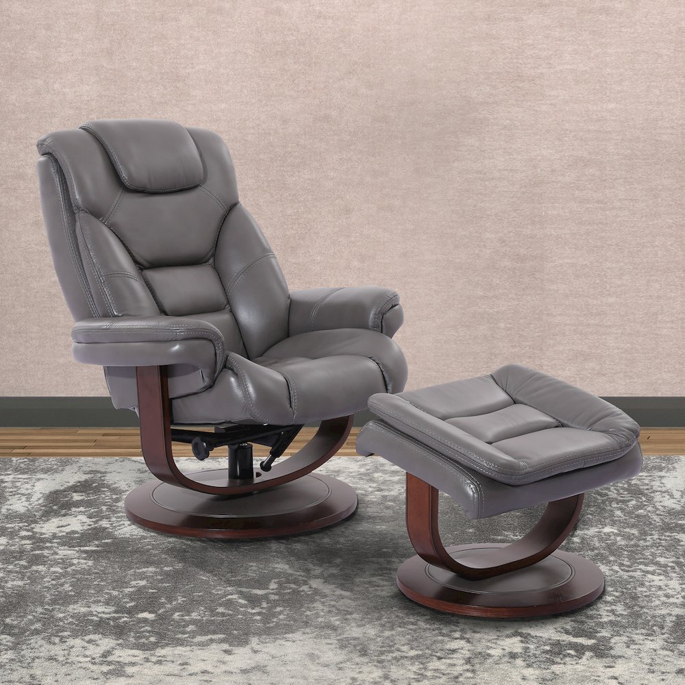Monarch - Ice Manual Reclining Swivel Chair and Ottoman. Picture 5