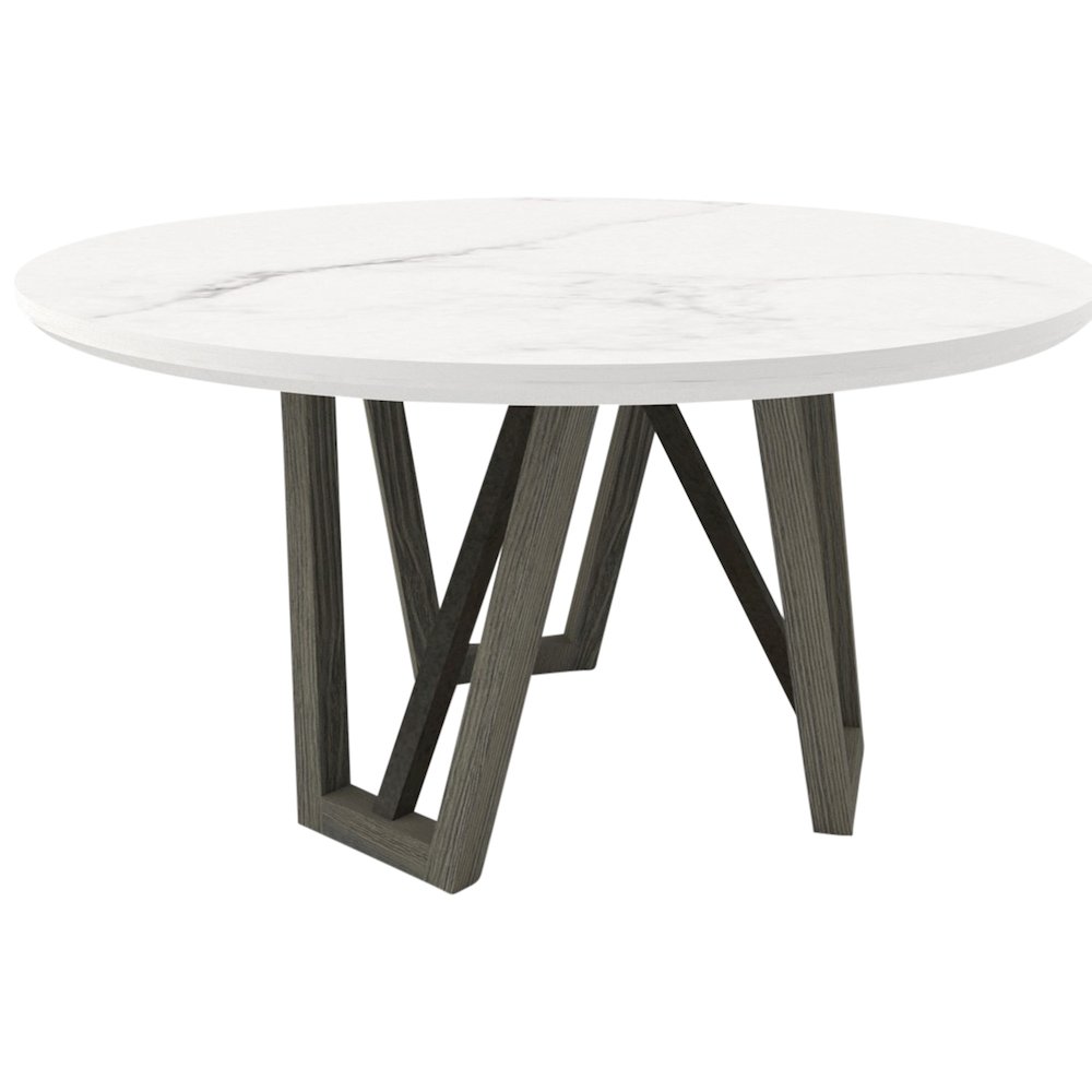 Pure Modern Dining 54 In. Round Table with Wood Base. Picture 1
