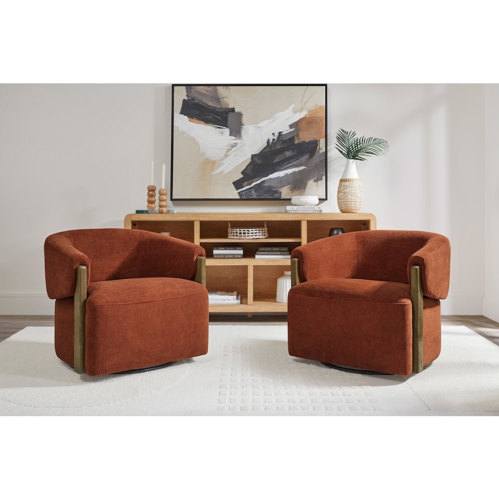 Finley - Island Rust Swivel Accent Chair Two Pack. Picture 6