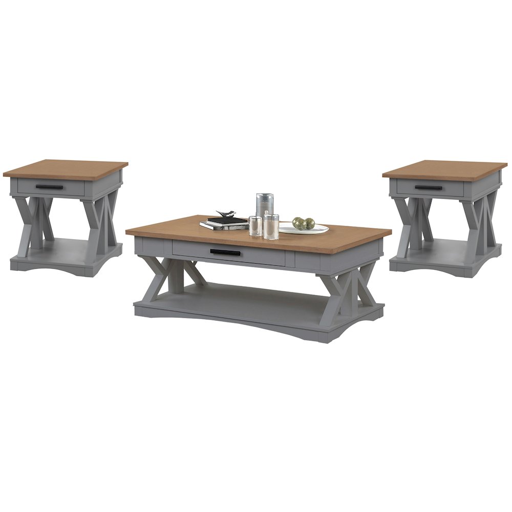 Modern - Dove Cocktail Table with 2 End Tables. Picture 1
