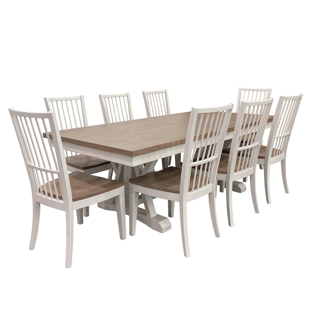Modern Dining 88 In. Trestle Extendable Dining Table. Picture 6