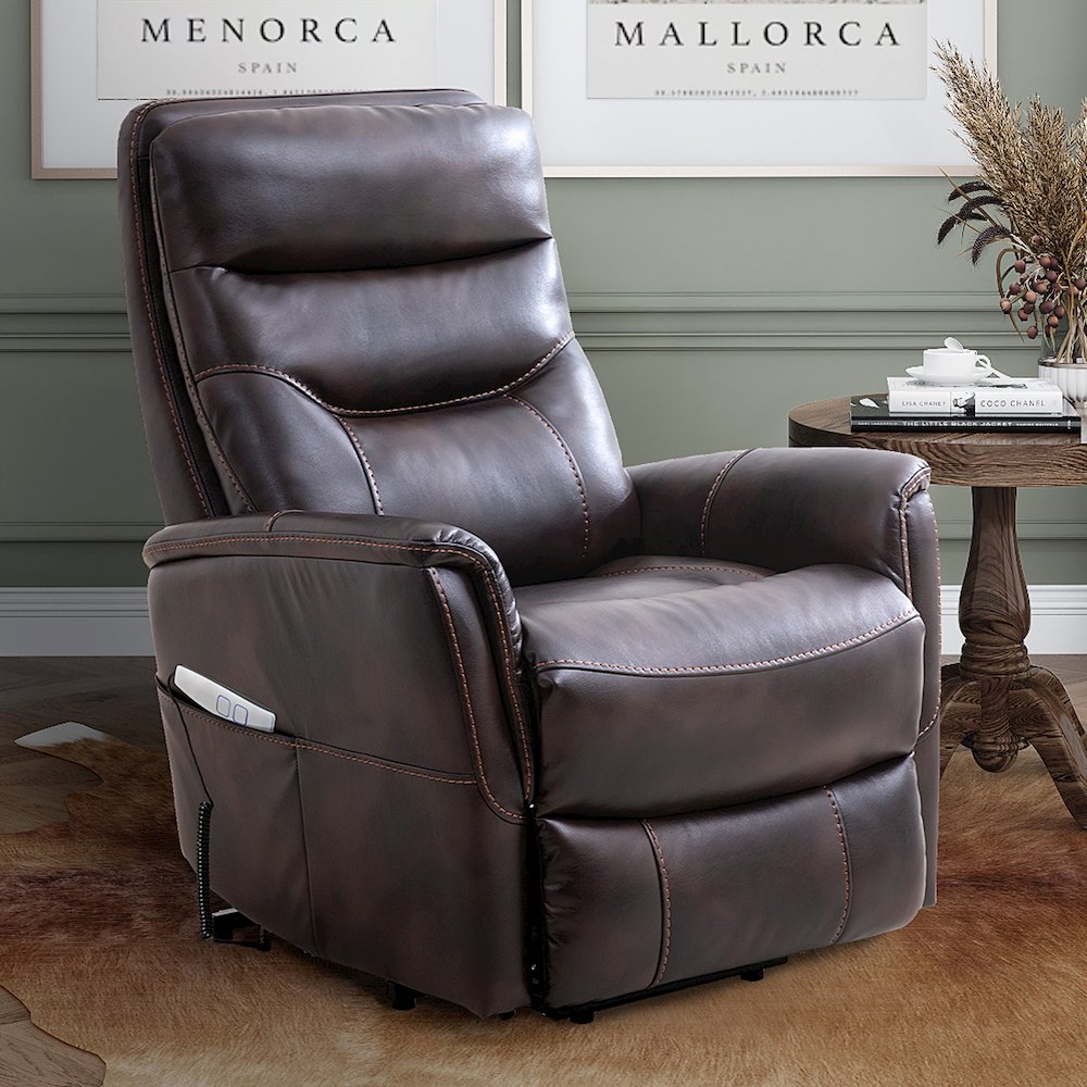 Gemini - Truffle Power Lift Recliner with Articulating Headrest Two Pack. Picture 10