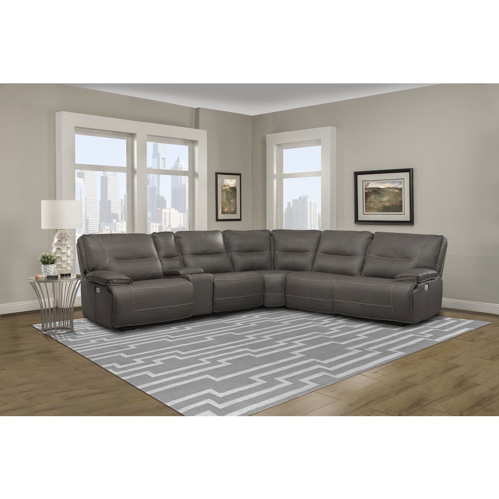 6 Piece Modular Power Reclining Sectional with Power Adjustable Headrests. Picture 7