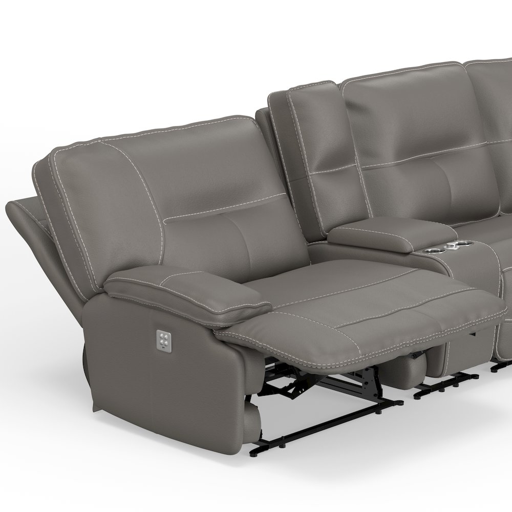 6 Piece Modular Power Reclining Sectional with Power Adjustable Headrests. Picture 11